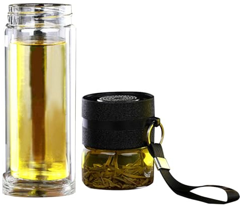 Botella infusora de té de, botella de agua portátil, termo de té a prueba de fugas, infusor de frutas con cuerda colgante para viajes al aire libre, hogar o estudio, taza de vidrio