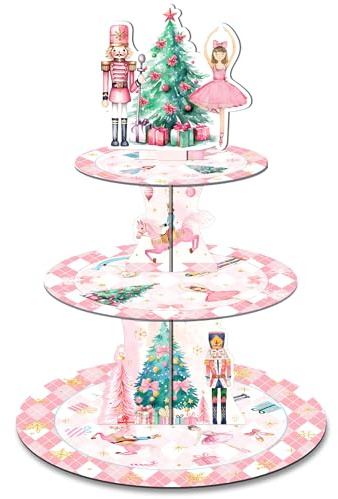 CC HOME 3 Etagen Tortenständer Weihnachten Cupcake Ständer,Kuchenständer aus Pappe Dessert Turm für Nussknacker Weihnachten Deko Geburtstag Tortendeko Tischdeko Geburtstagsparty Party Dekorationen