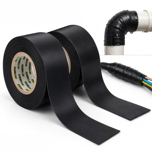 Pack 2 Cinta Autovulcanizante Vulcanizada Impermeable Repara Fugas Agua | Aislante para cables eléctricos, sellado tuberías y mangueras, resistente al calor y UV, autosoldable, soporta hasta 10kV