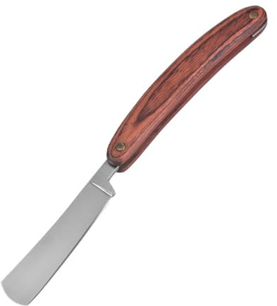Cabilock Rasoir pour Hommes Vintage en Acier Inoxydable Manche en Bois Confortable, Léger et Pliable, pour Barbier ou Usage Personnel à Domicile