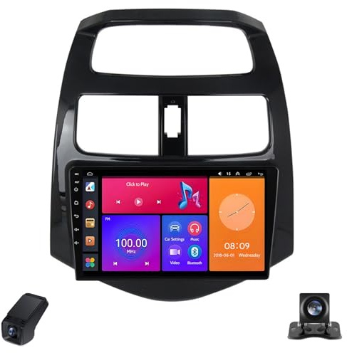 Android CarPlay Car Radio for Chevrolet Spark M300 2009-2016 4-core Car Stereo 9-Inch Touch Screen Automotive Multimedia Player/SWC/Bluetooth/FM Radio/WIFI/GPS/Rear View Cam/ADAS DVR(X2)