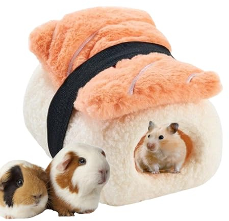 Hamsterhus | Söt Sushi-formad Grotta Husdjurtillbehör - Vintervarmt Hamsterhus för Sovning | För Sovrum, Gömställen, Klättring – Dvärgchinchilla, Sockerflygare, Ekorre