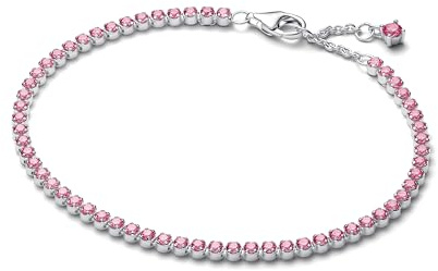 PANDORA Tennisarmband für Damen Silber mit Zirkonia Pink 593927C02