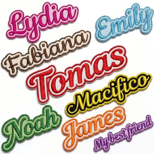 Parche Personalizado Bordado, Parche Nombre, 1 Pieza | Termoadhesivo para Mochila, Uniforme Escolar, Guardería y Mascotas, Etiqueta de Tela Lavable y Duradera
