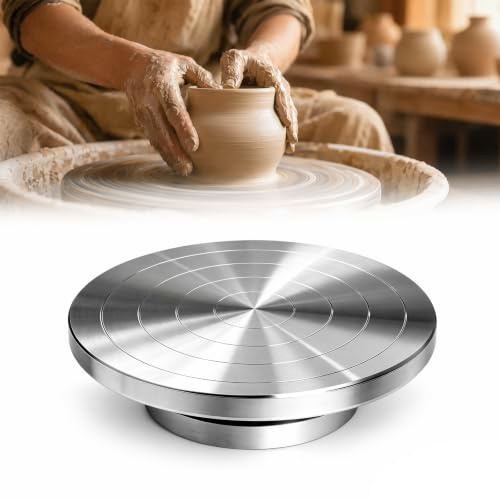 Bcuuozeeing Drehbare Töpferscheibe 20cm, öpfern Manuell Skulptur, Doppelseitige DIY Tonwerkzeuge, für Bildhauerei Keramik Modellbau Kuchendekoration Figurenmalerei, zum manuellen Drehen