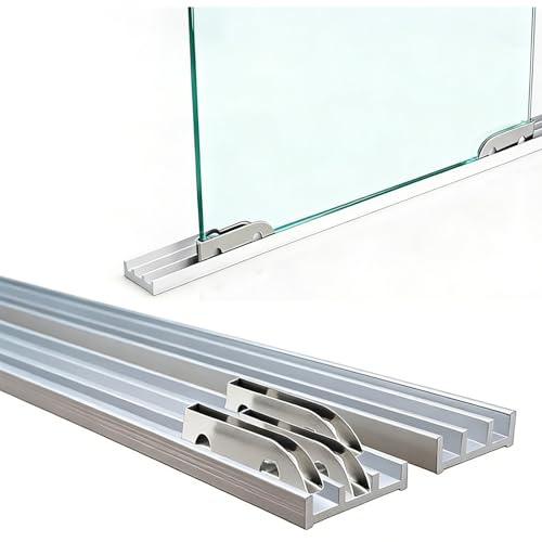 Kit hardware per porta scorrevole in vetro, binario in alluminio resistente per porte in vetro, acrilico o legno da 3-5 mm, ideale per armadi o vetrine