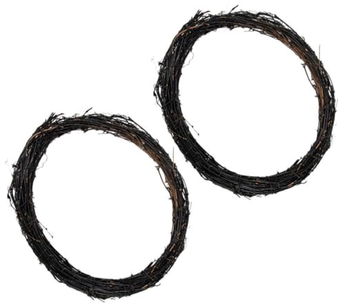 Toyvian 2 Piezas Corona de Vid Natural Negra de Ratán para Decoración Navideña Halloween, Hecha a Mano, Duradera Proyectos Creativos y Fiestas