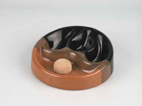 Pfeifenascher Keramik schwarz/braun mit 3 Ablagen