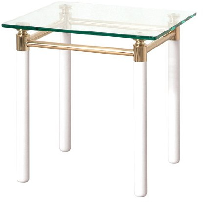 HAKU Beistelltisch vergoldet weiß Metall Couchtisch Sicherheitsglas 10 mm - Maße: B 42 x H 44 x T 42 cm Style: Contemporary