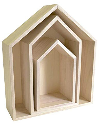 Artemio Set mit 3 Regalen Haus zum Dekorieren, Holz, Beige, 30 x 10 x 34,5 cm 14001999