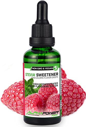 ALPHAPOWER FOOD Stévia Gouttes de framboise sauvage - arôme alimentaire naturel I Édulcorant Liquide - très concentré 1 x 50 ml. flavour Stevia drops, Flavdrops