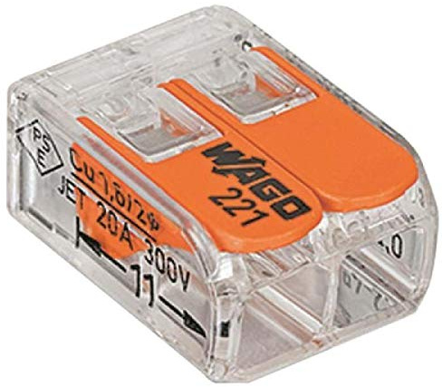 Wago WAG221342_BL50 Pack de 50 Bornes de connexion universelle tous conducteurs Type 221/2 entrées