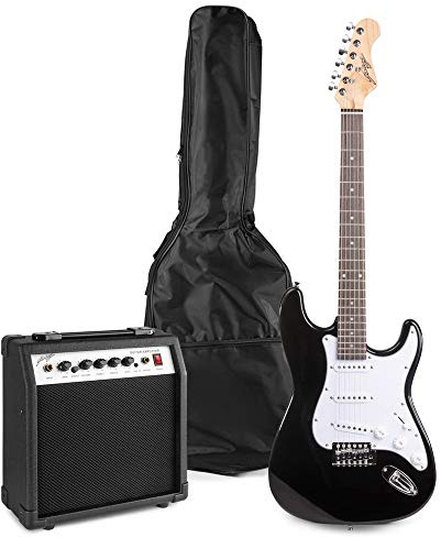 Johnny Brook Standard Guitar Kit with 20W Colour Coded Combo Amplifier - Colour Black