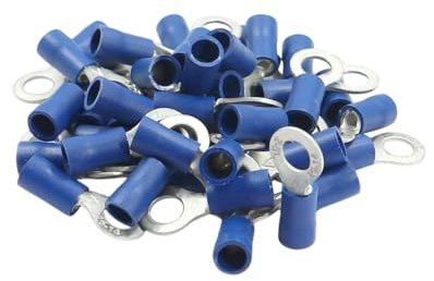 WITTKOWARE 100 Stück Ringkabelschuhe bis Leiterquerschnitt 2,5mm², blau, Crimpmontage, passend für Schraubengröße M5