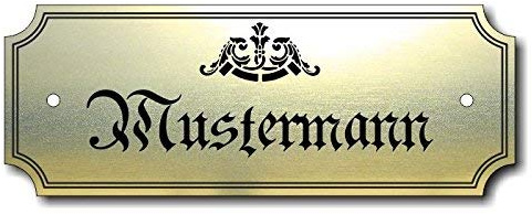 Türschild, Briefkastenschild, Klingelschild, 70-300-006 Acryl, Oberfläche gold gebürstet oder Edelstahl gebürstet, individuell anpassbar