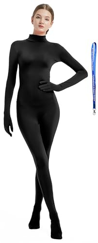 Full Bodysuit With Zipper Helper Womens Costume Without Hood Spandex Stretch Zentai Unitard Body Suit (Small, Black)