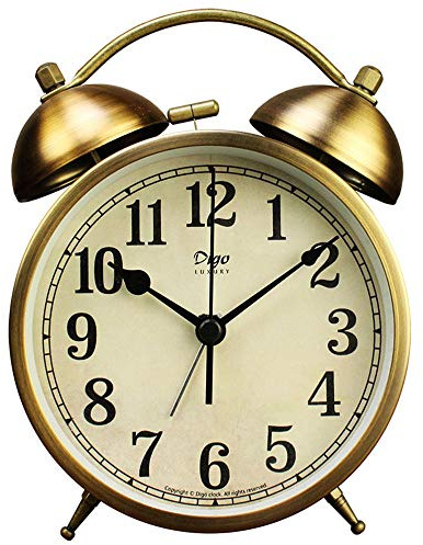 Maxspace Wecker Analog Ohne Ticken,Retro Wecker Batteriebetriebe Laut für Tiefschläfer,Weckers Ohne Strahlung für Schlafzimmer Wohnzimmer (Double Bell Arabien)