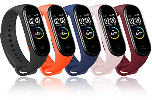 BANGTING 5 PCS Correa Compatible con Pulseras Xiaomi Mi Band 3/4, Correas para Fundas Mi Fit Band 4 My Band 3 Inteligente Funda Miband3 Pulsera Reloj Silicona Banda Reemplazo