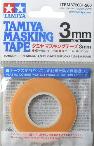 TAMIYA TAM87208 87208 maskeringstejp 3 mm/18 m, modelltillverkning, tillbehör, gul