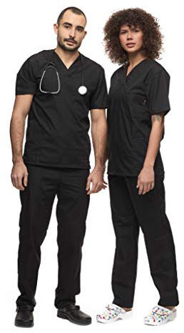 Mazalat - Set unisex per uniforme medica, con casacca e pantaloni, set di strofinacci medici, abbigliamento da lavoro