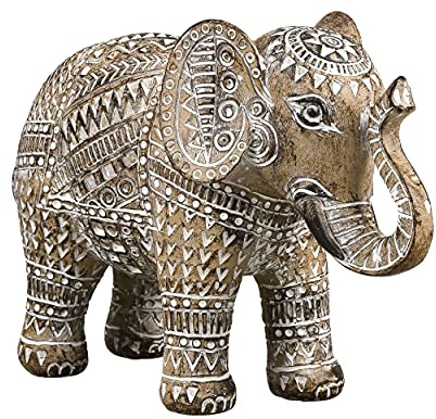 TERESA'S COLLECTIONS Decoración Bohemia de Elefante, estatuas de Elefante Que traen Buena Suerte para la decoración del hogar, Figuras de Elefante de Resina para estantería, Sala de Estar, Centro de
