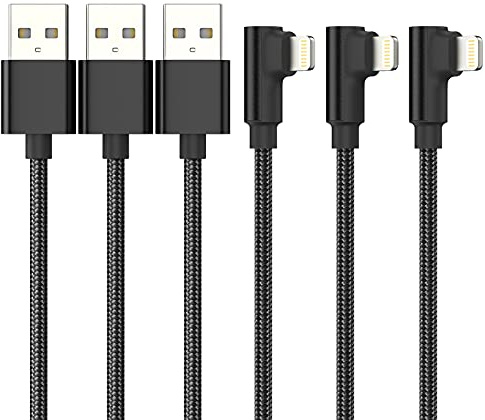 ADILIFT 2m iPhone Lightning Kabel 90 Grad, MFi Zertifiziert Ladekabel | Lightning auf USB Ladekabel iPhone Nylon Schnellladekabel Kompatibel für iPhone 11 Pro Max Xs X XR 8 7 6s 6 plus SE
