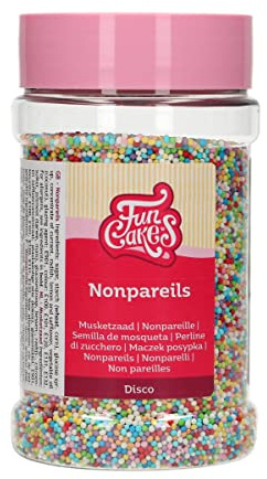 FunCakes Nonpareils Zuckerstreusel, Disco Mix, 250 g | Guter Geschmack, Perfekt zum Dekorieren von Eis, Kuchen, Cupcakes, Cake Pops, Donuts und Kekse, Sprinkle Streusel Mix