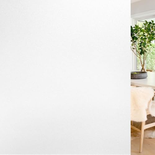 rabbitgoo Fensterfolie Blickdicht Milchglasfolie Klebefolie Weiß 60x300cm | Sichtschutz & Blickschutz von Außen, Selbsthaftend ohne Kleber, Milch- & Scheibenfolie für Badezimmer Bad Duschkabine Glastür