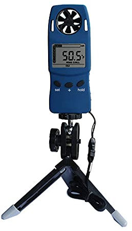 Hand-Held Digital Anemometer with LCD Backlight and Tripod Fixed to Measure Wind Speed and Temperature for Sailing, Sailing, Surfing, Fishing and Shooting