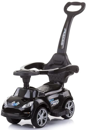 Chipolino - Coche con cremallera para niños 2 en 1 Turbo barra de empuje respaldo, color negro