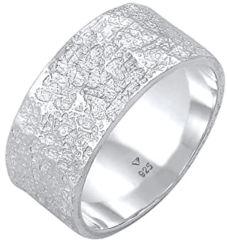 Kuzzoi Herrenring (9 mm) Massiv Handgeschmiedet Bandring Männer 925 Silber | Cooler Silberring im Used Look Ring mit rustikaler Struktur poliert Ringgröße 60 - 66