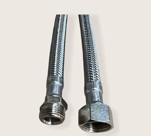 Sanvo Panzerschlauch 3/8ÜM x 3/8AG, Flexschlauch DN8 für Sanitär mit Trinkwasserzulassung, 15cm