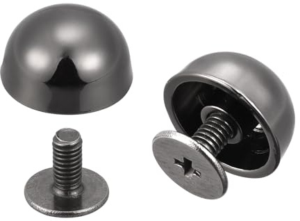 sourcing map 12x7mm Rivets Tête Rond Vis Dos Creux Cuir Goujons Noir 20 Ensembles