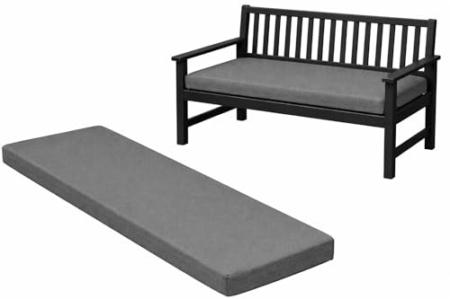 Brillars Garden Patio Bench Pad Outdoor Water Resistant Fabric 2/3/4 Seater Furniture Swing Seat Hammock Thick Pillow Cushion (Charcoal, 3 Seater)
