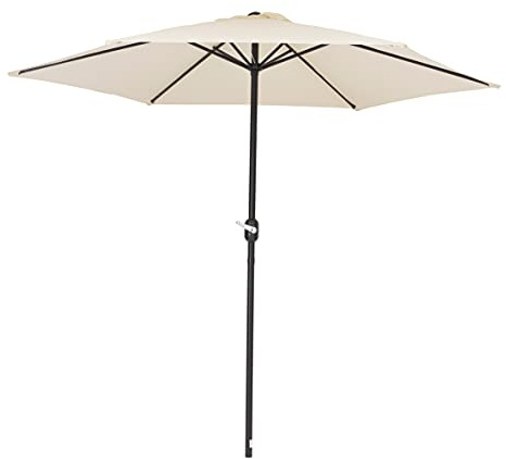 Baroni Home Ombrellone Dritto da Giardino, Ombrellone Parasole per Terrazzo e Balcone con Chiusura a Manovella, Parasole Regolabile per Giardino, Bianco, Ø2,70 x 2,36 metri