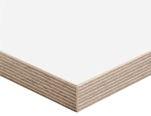 boho office® Schreibtischplatte, Tischplatte – 120 x 80 x 2,5 cm in Weiß mit edler Multiplex Echtholz-Kante in Birke, Kratzfest, seidenmatt glänzend