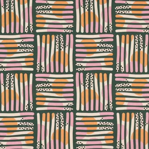 SCHÖNER LEBEN. Dekostoff Baumwolle Mikela3 Streifen Kreise grün orange rosa 1,40m