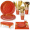 Nkaiso Vajilla de Fiesta,141piezas Reutilizable Borgoña puntos dorados,set de juego de platos y cubiertos,cubertería de cartón,vasos y servilletas,para cumpleaños party Decoración - 20 invitados