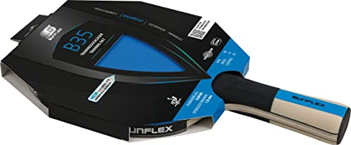 Sunflex® Color COMP B35 Tischtennisschläger | Tischtennis Racket Bat TT Hobby Trainingsschläger | konkaver Griff | ITTF zertifizierter Blauer Belag | für fortgeschrittene Spieler