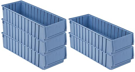 SparSet 5x Regalkasten 600 BH mit Etikett & Schutzhaube | HxBxT 14x23,4x60cm | 15,4 Liter | Sichtlagerkasten, Sortimentskasten, Sortimentsbox, Kleinteilebox