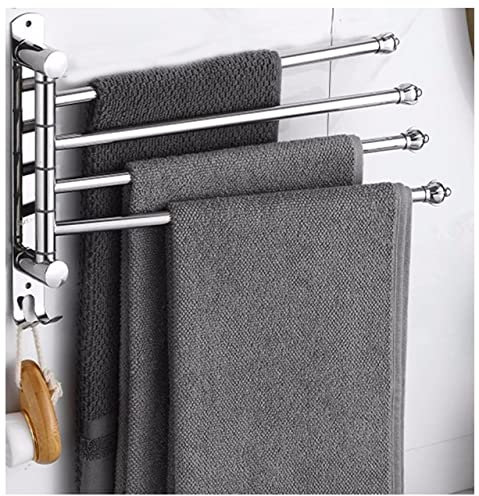 180 Grad Drehbarer Handtuchhalter,Chrom-Edelstahl,Badregal,Wandmontage, Handtuchhalter Mit 4 Drehbaren Stangen,Schwenkbarer Handtuchhalter Für Küche,Bad,Toilette ( Color : Silver , Size : 4-rods )