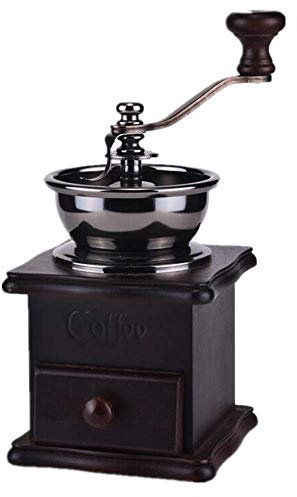 BONOOL Kaffeebohnenmühle, manuelle Kaffeemühle mit Einstellbarer Einstellung – Kaffeemühle aus Holz im Vintage-Stil, Handkurbel-Kaffeemühlen, manuelle Hand-Kaffeemühle