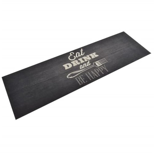 vidaXL Küchenteppich, Küchenläufer rutschfest Waschbar, Teppich Läufer für Küche, Teppichläufer Maschinenwaschbar, Küche Schwarz 60x180cm Samt