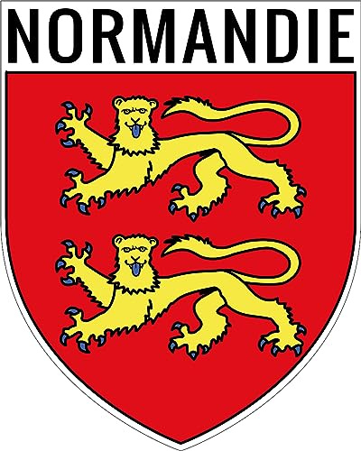 SAFIRMES 1 Grand ECUSSON Normandie Autocollants 9x8 cm - Blason Normandie Region - Sticker Normandie