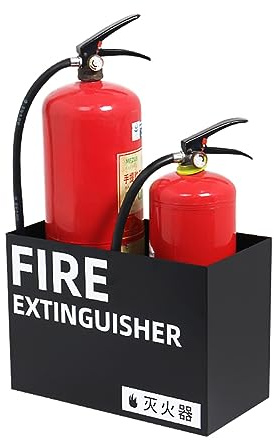 ARCVOX Soldadura del Hierro de la Caja del Extintor, Sostenga 2 Extintores de 1-8 kg, Soporte de Extintor para Exhibición, Soporte para Extintor de Incendios Independiente (Color : Black)