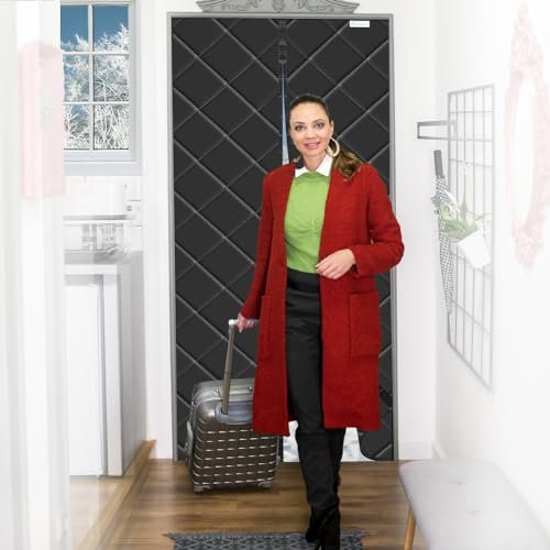 Magnet Wärmeschutzvorhang für Türen 95 x 205 cm, Thermo Türvorhang Kälteschutz Winddicht Isoliervorhang Thermovorhang, Wärmen Sie Ihre Familie auf, Schwarz