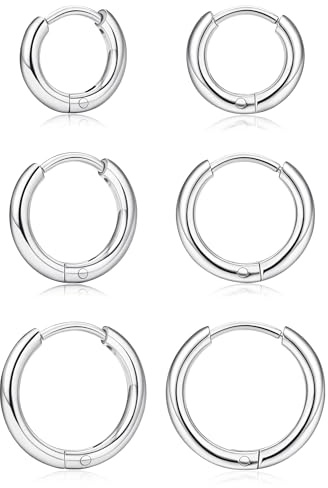 KRFY Örhängen Dam Guld Silver Rostfritt Stål Örhänge Zirkonia Hypoallergen Unisex Sleeper Huggie Helix Öron Piercing Sleeper Örhängen Dam Set, Zirkonia Sterling Silver Cubic Zirconia Aci