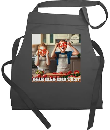 Schürze - Erwachsene - Dein Bild oder Foto und Text Kochen Geschenk - 60x87 - Anthrazit - koch geschenke männer selbst gestalten schürzen kochgeschenke personalisiertes apron muttertagsgeschenk