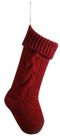 Legou Weihnachtsdekoration, Weihnachtsstrümpfe, gestrickte Geschenktüten, zum Aufhängen, Rot, 46 cm