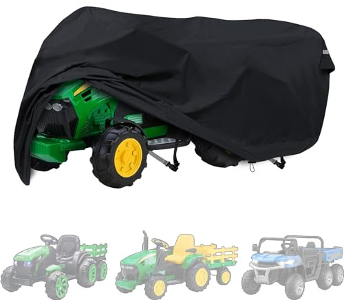 Kids Ride On Tractor Cover Power Wheels Covers Kids Ride On Toy Car cover for Tractor with Trailer, Outdoor Waterproof UV Resistant Fade Resistant All Season Protective, Black